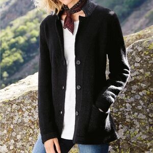 Peruvian Connection 100% Baby Alpaca Black Cardigan Pub Jacket Sz M